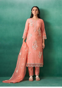 Nadira Salmon Embroidered Lawn Suit Set