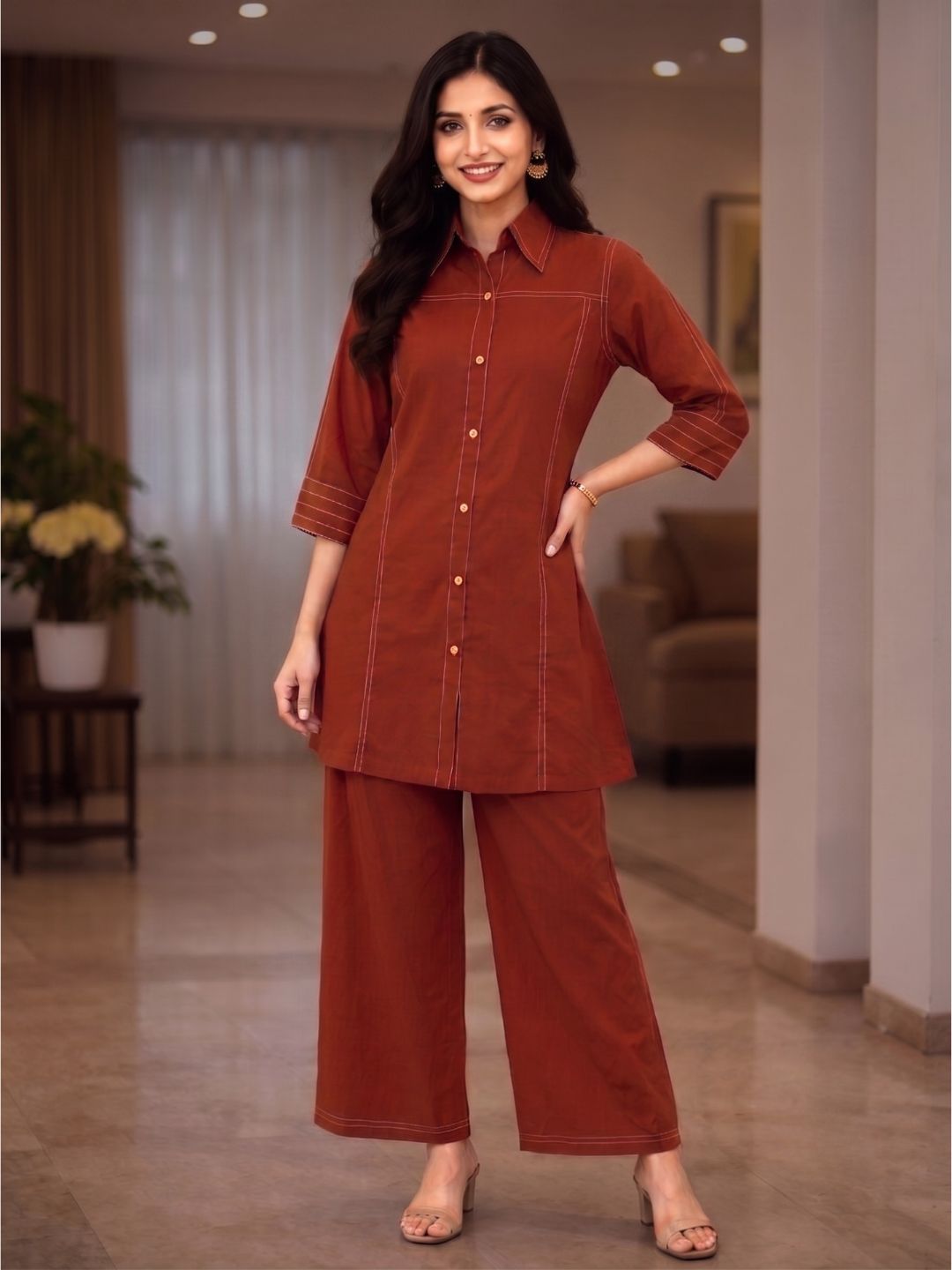 Akshara Apricot Cotton Co-ord Set