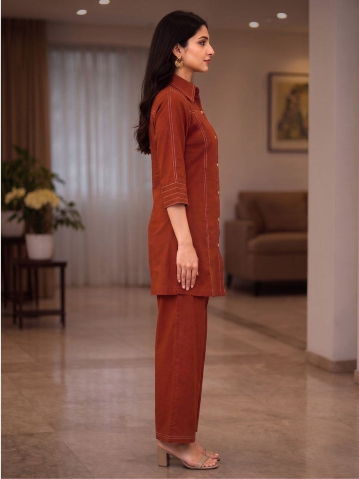 Akshara Apricot Cotton Co-ord Set