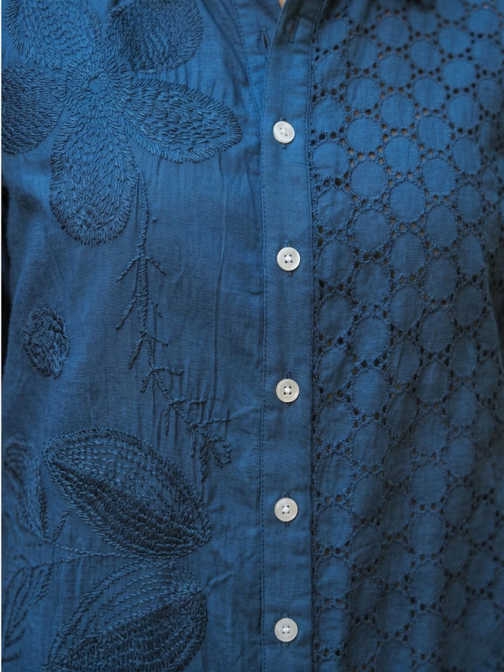 Ravya azure embroidery cotton dress