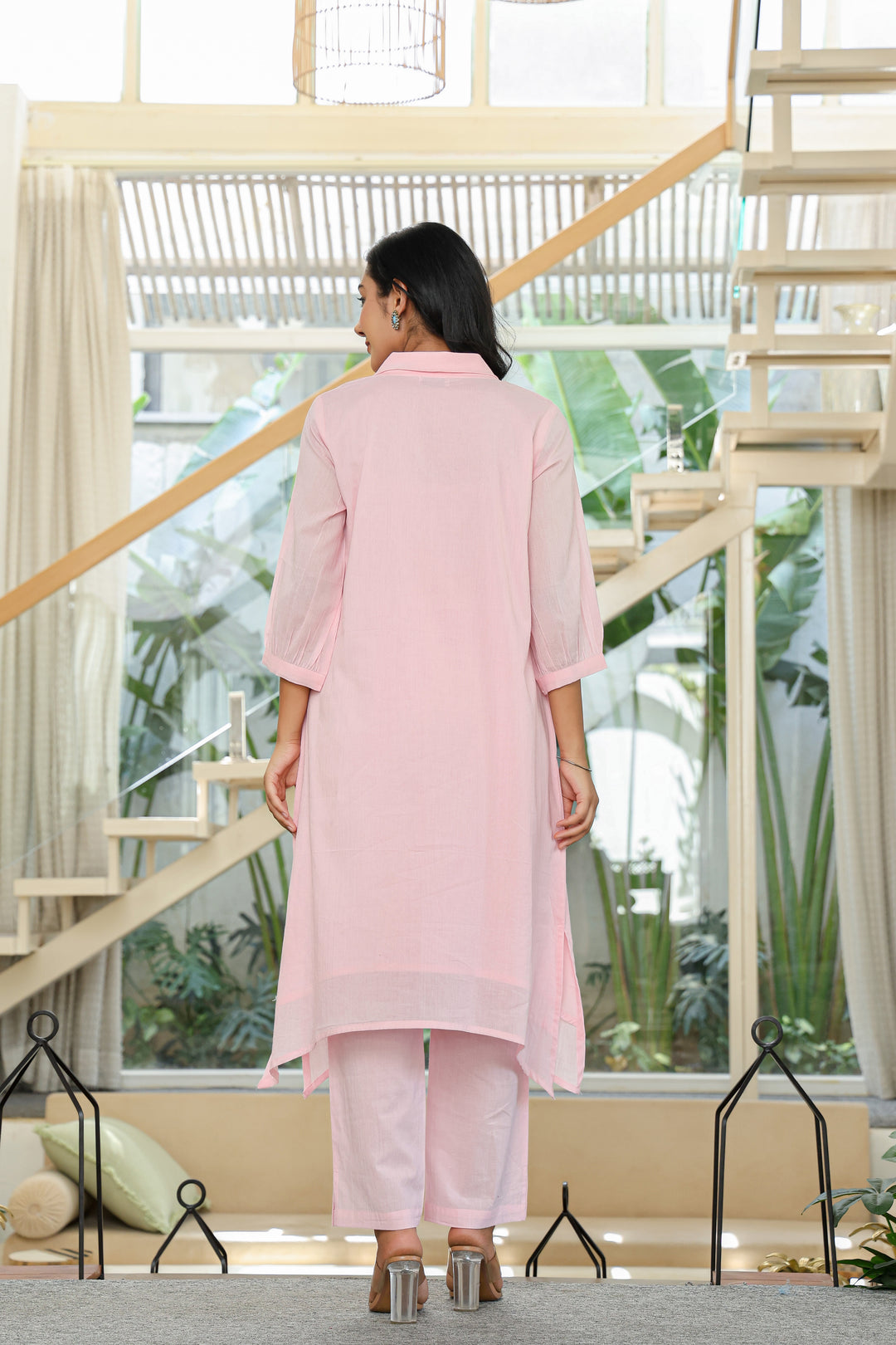 Tiara Flamingo embroidery kurta pant set