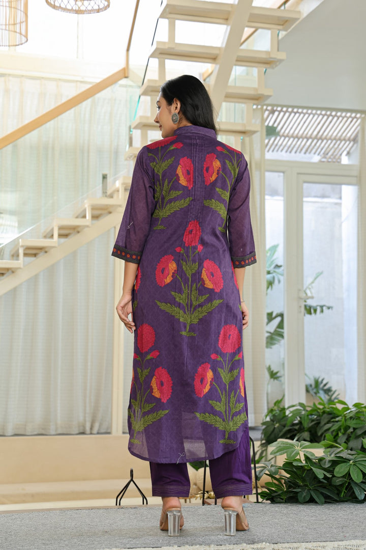 Tiara Plum Cotton Kurta Pant Set