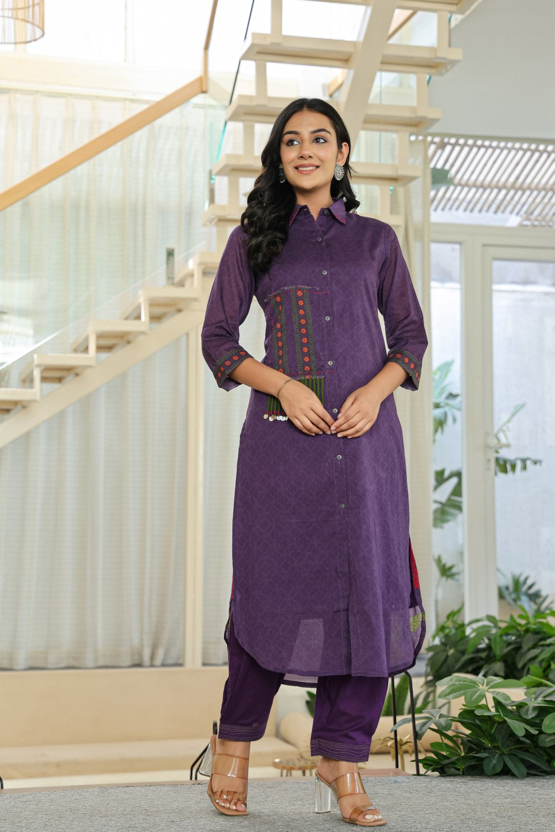 Tiara Plum Cotton Kurta Pant Set