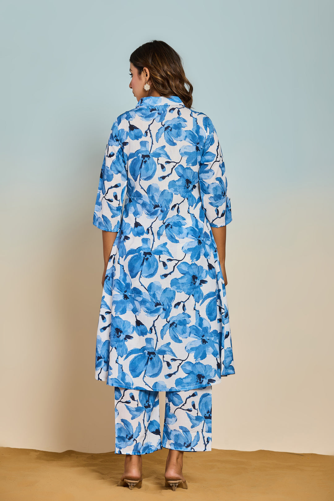 Elixir Azure linen kurta pant set