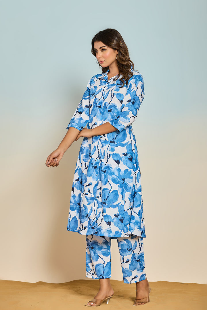 Elixir Azure linen kurta pant set