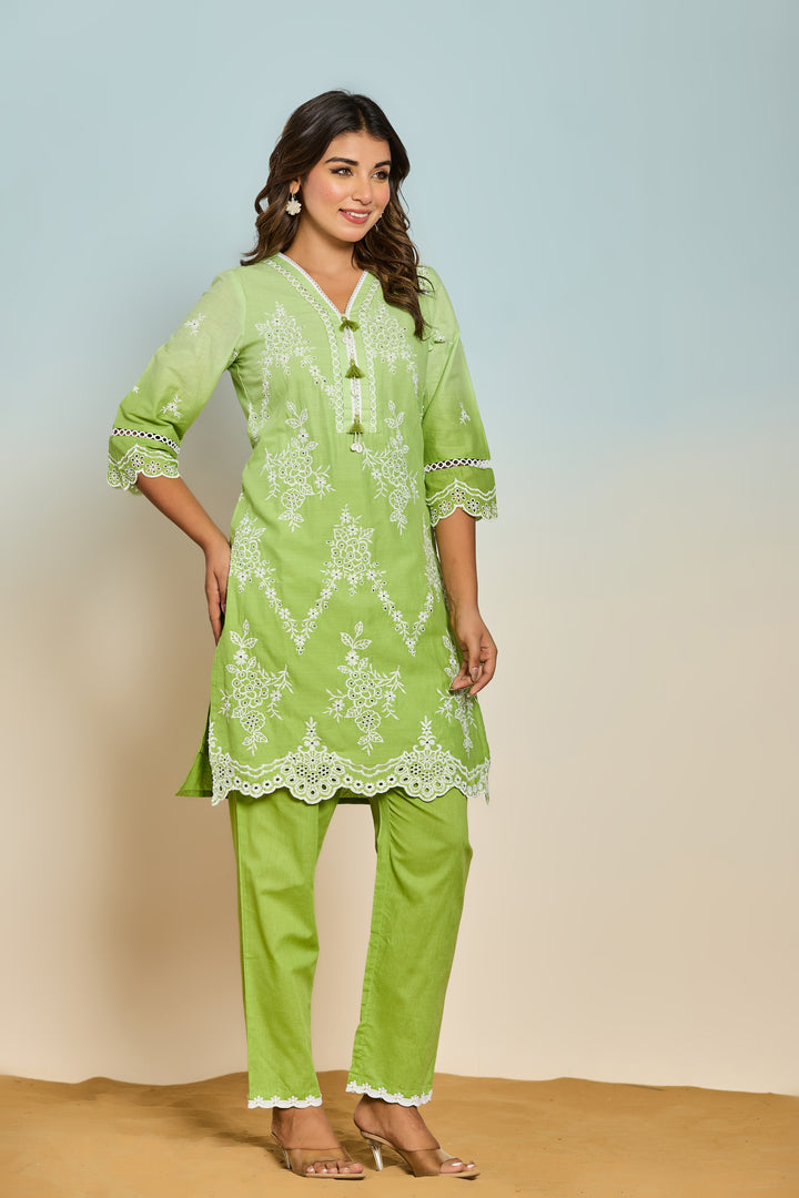 Anumeha Fern 2 Embroidered Cotton Co-ord Set