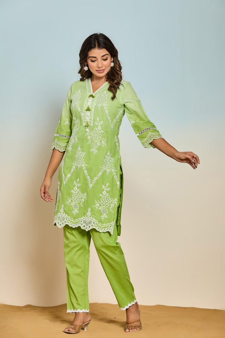 Anumeha Fern 2 Embroidered Cotton Co-ord Set
