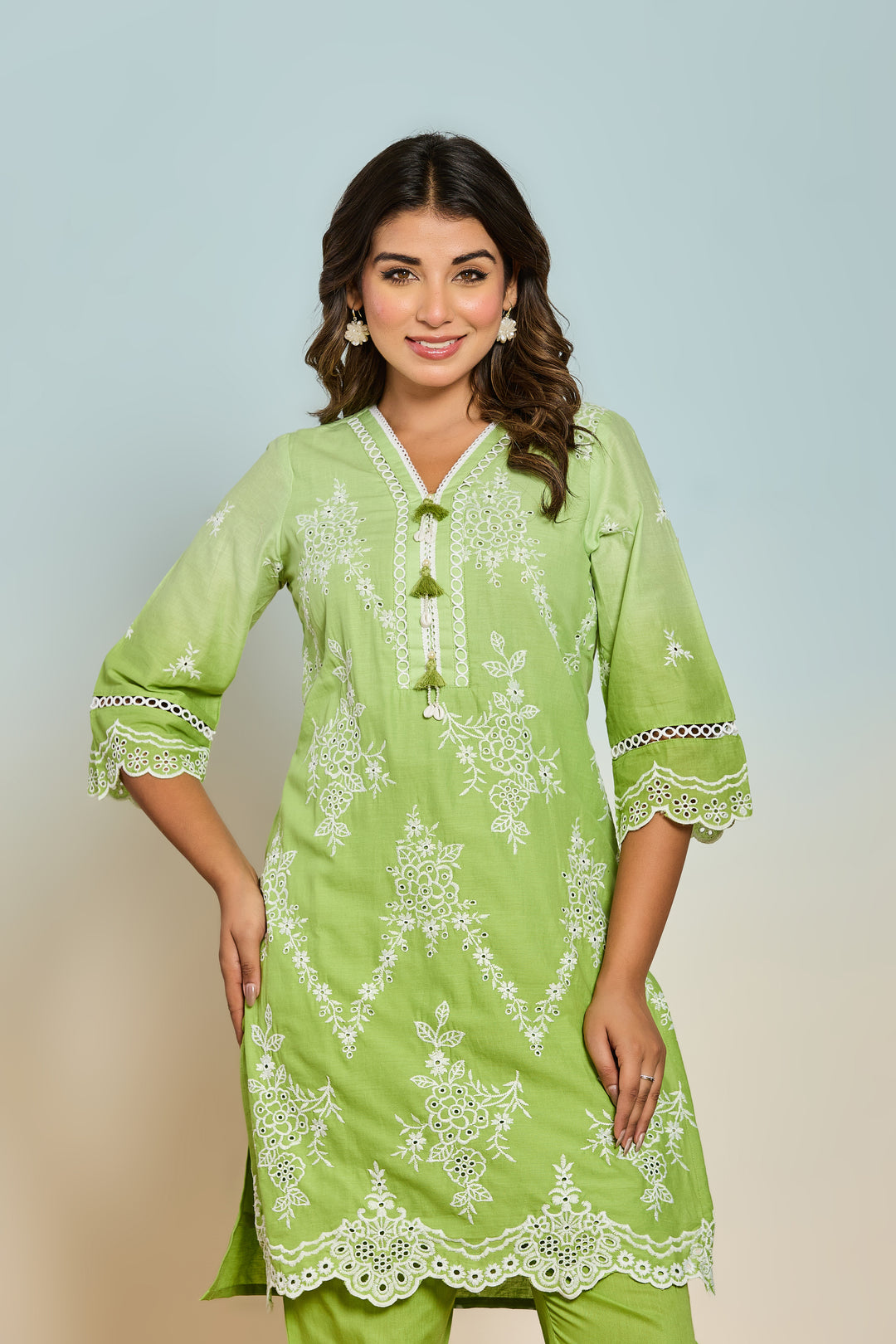 Anumeha Fern 2 Embroidered Cotton Co-ord Set
