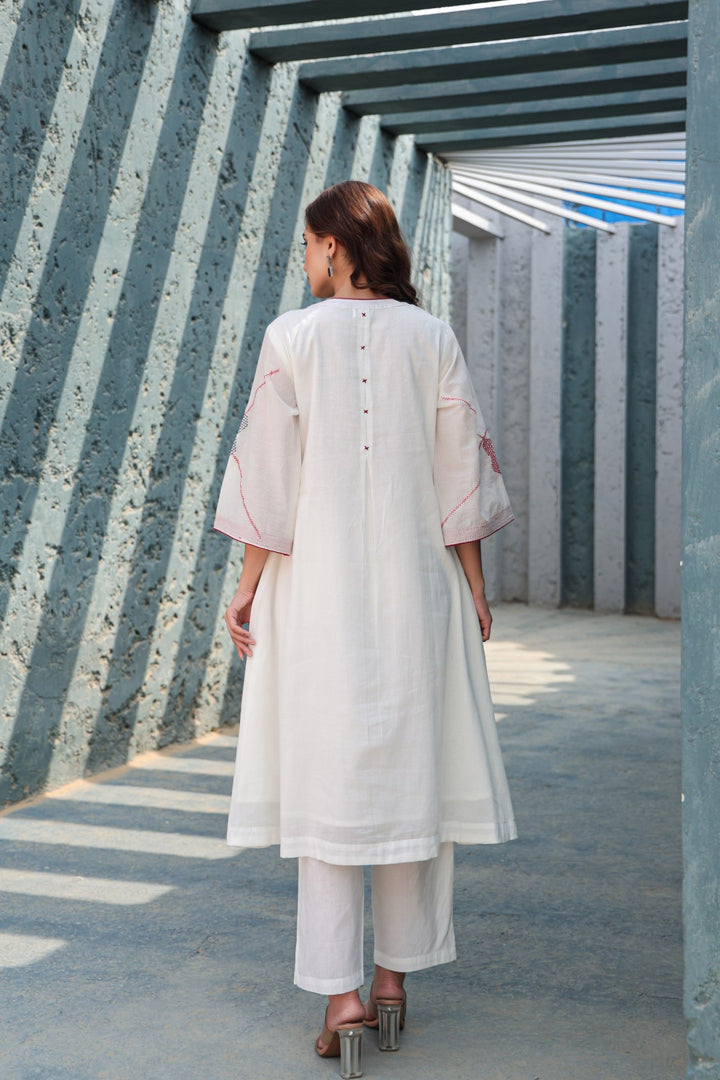 Akira Blanche Embroidery Cotton Kurta Pant Set