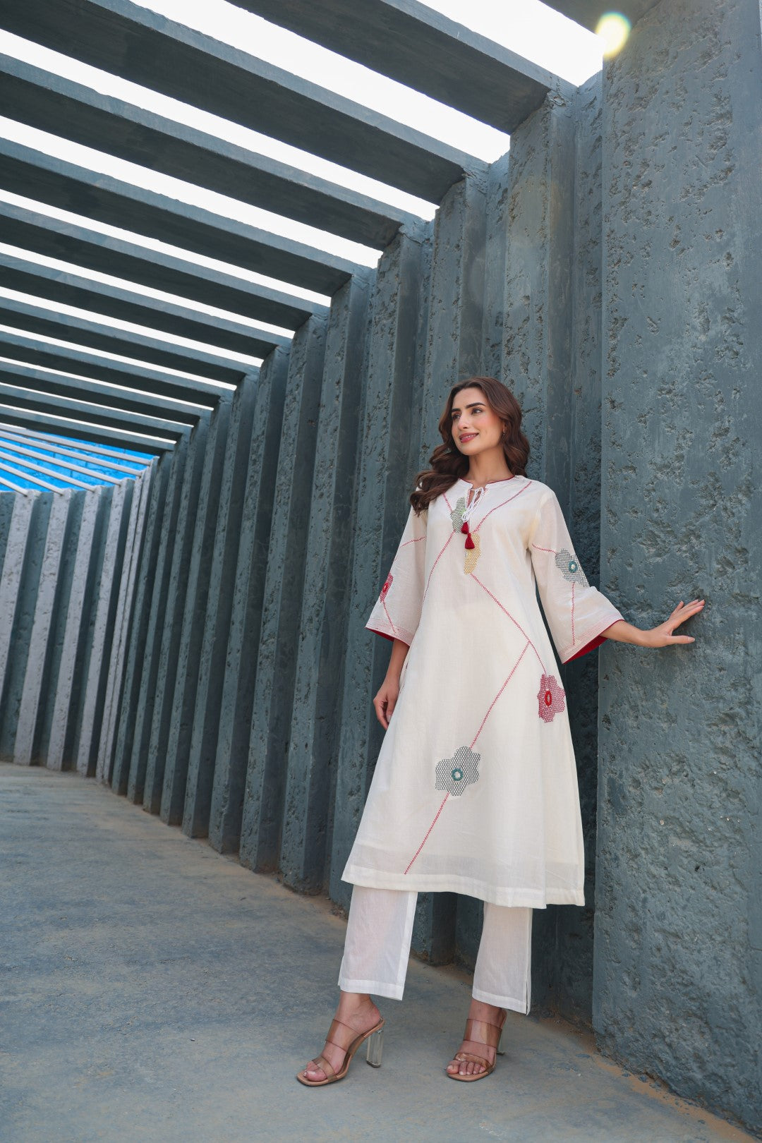 Akira Blanche Embroidery Cotton Kurta Pant Set