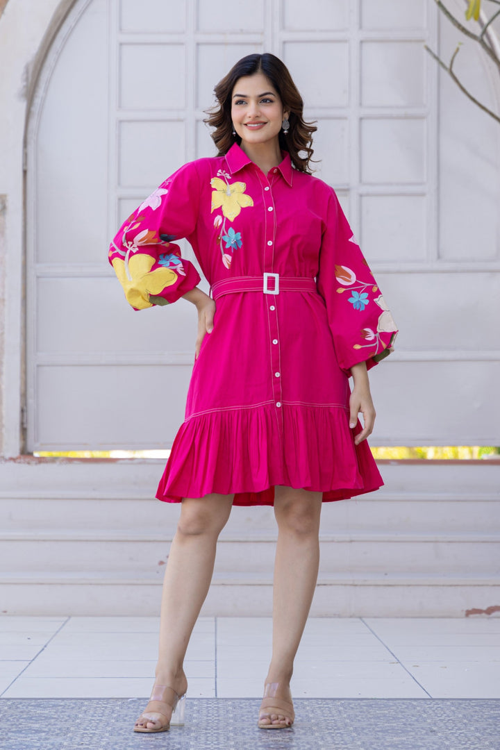 Tiara blossom embroidery cotton dress