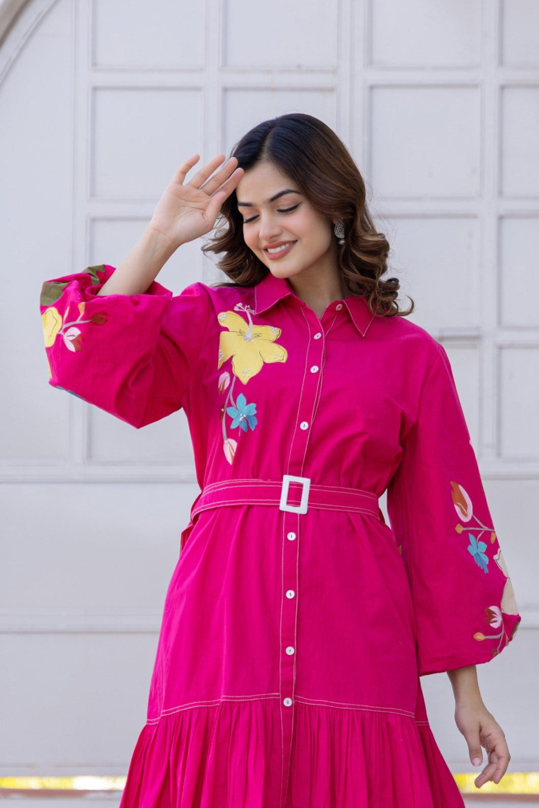 Tiara blossom embroidery cotton dress