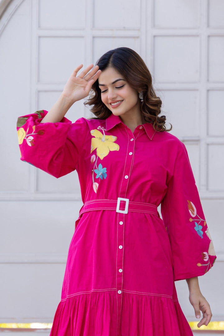 Tiara blossom embroidery cotton dress