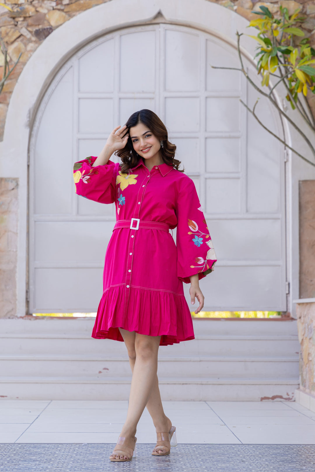 Tiara blossom embroidery cotton dress