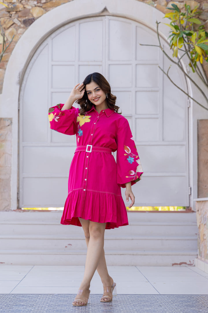 Tiara blossom embroidery cotton dress