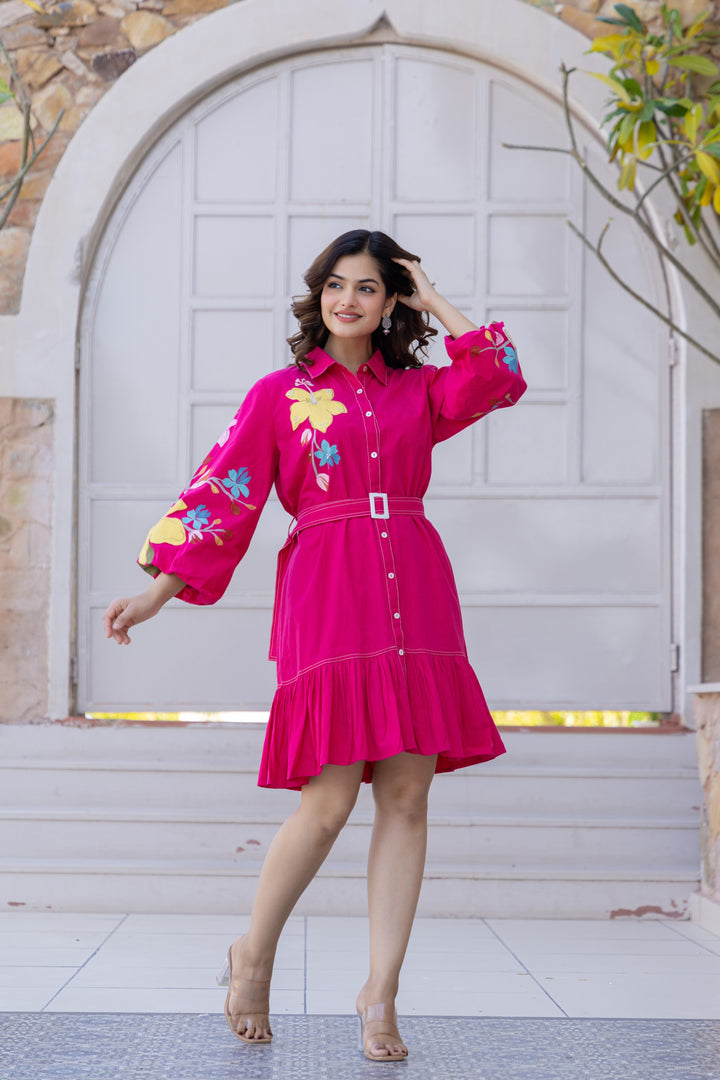 Tiara blossom embroidery cotton dress