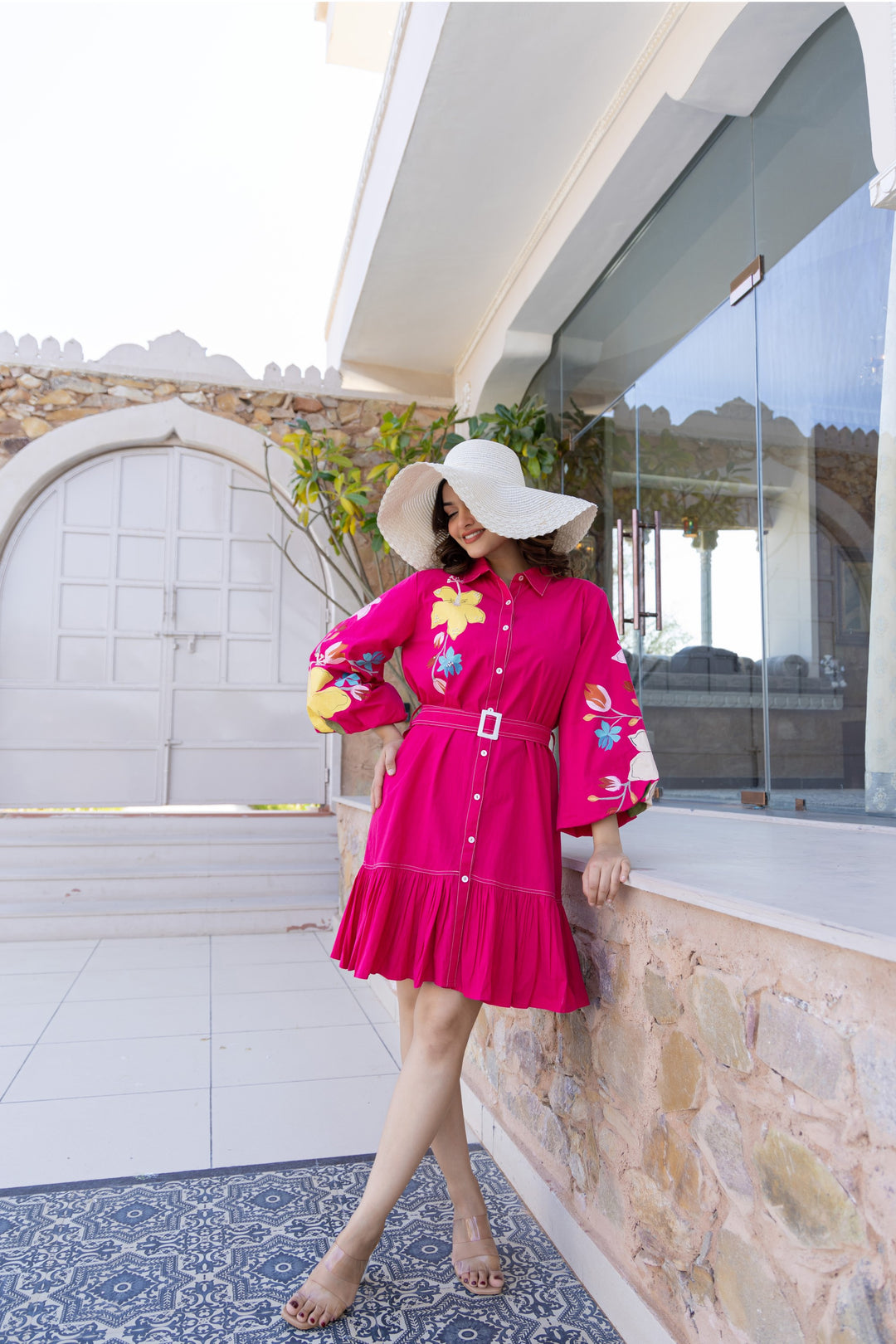 Tiara blossom embroidery cotton dress