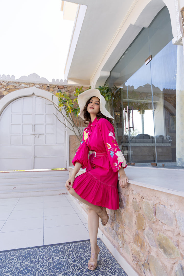 Tiara blossom embroidery cotton dress