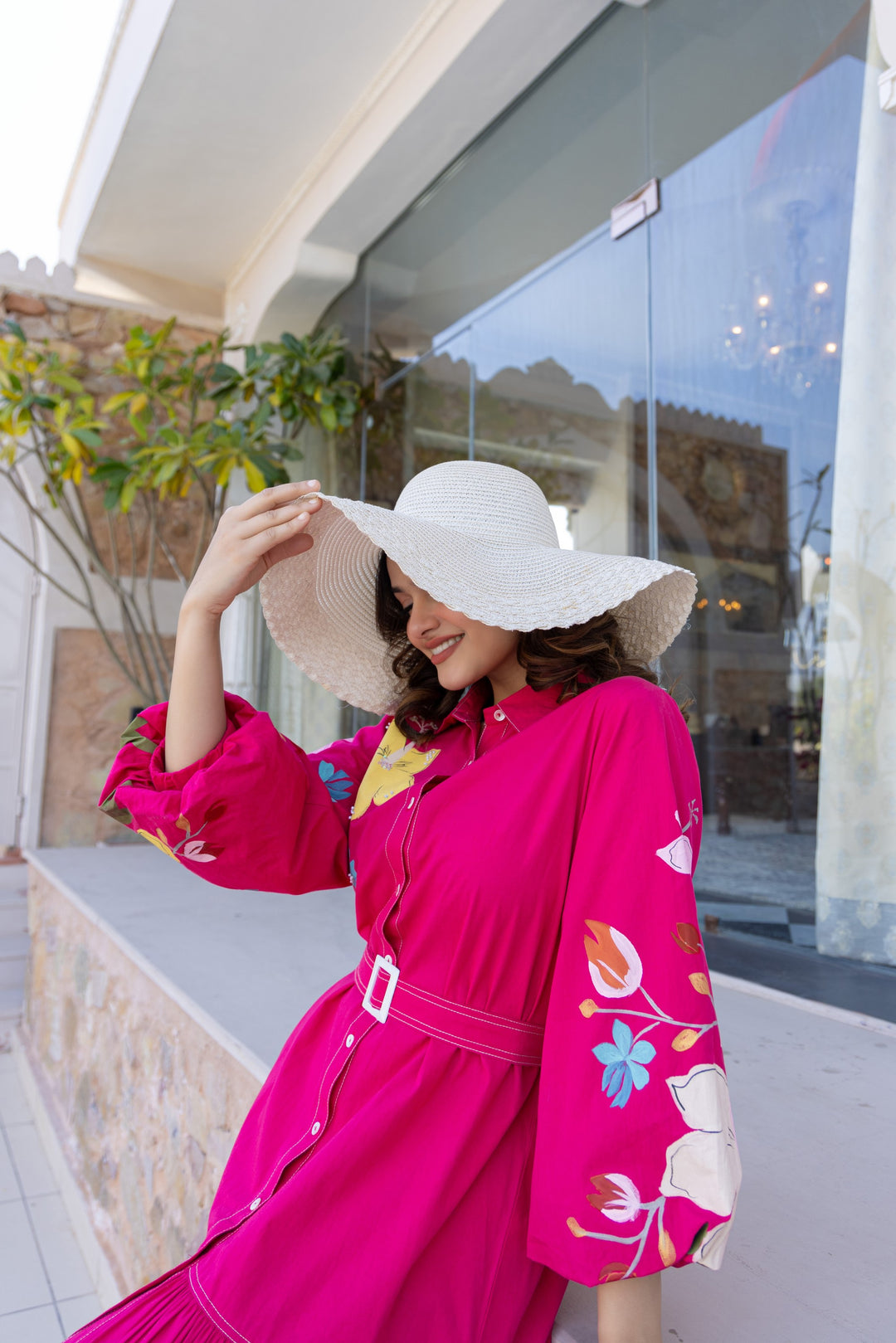 Tiara blossom embroidery cotton dress