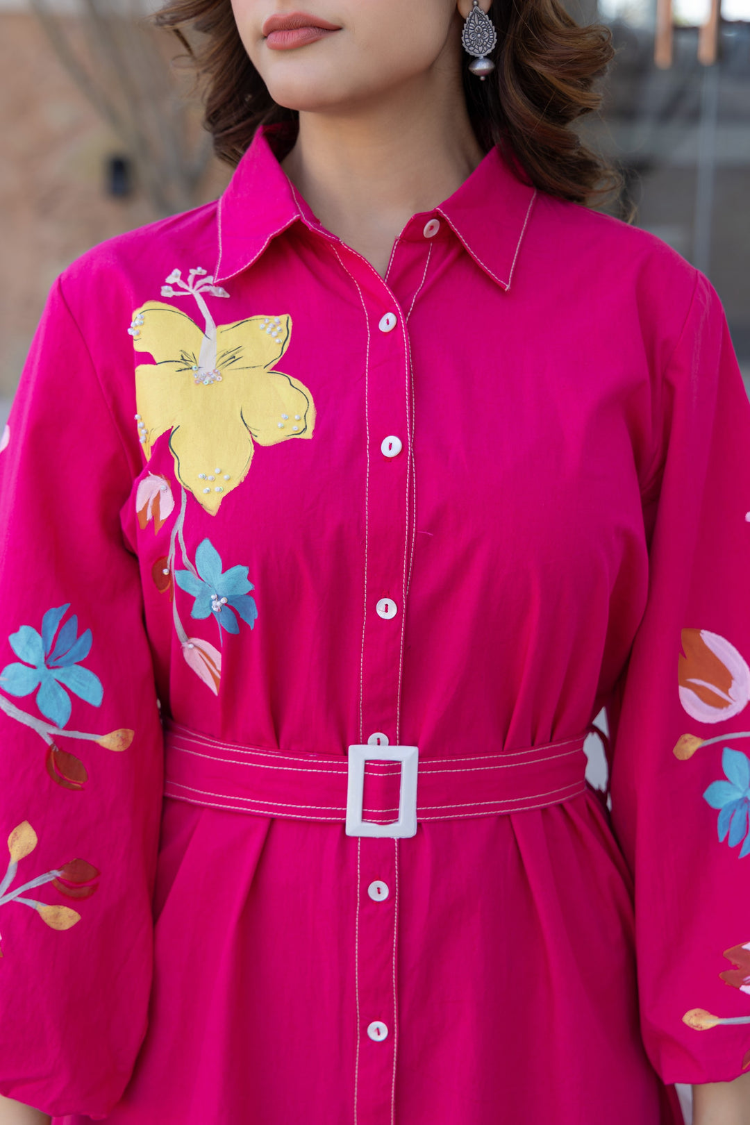 Tiara blossom embroidery cotton dress