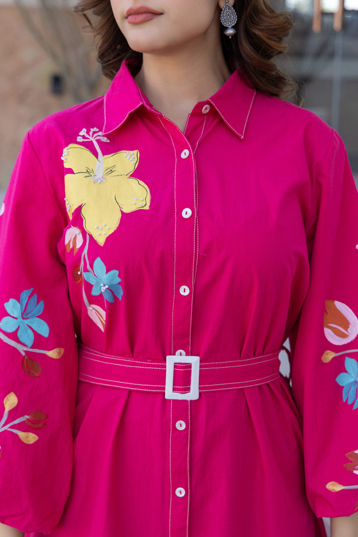 Tiara blossom embroidery cotton dress