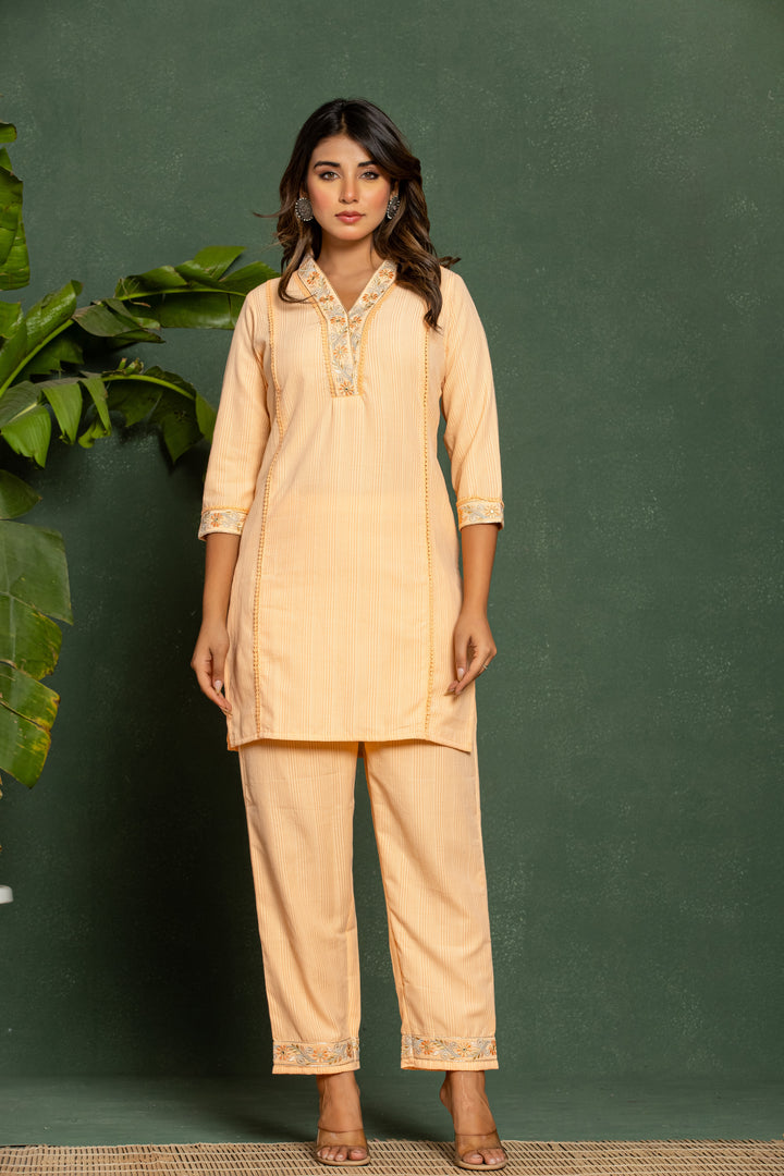 ITI CORAL COTTON KURTA PANT SET