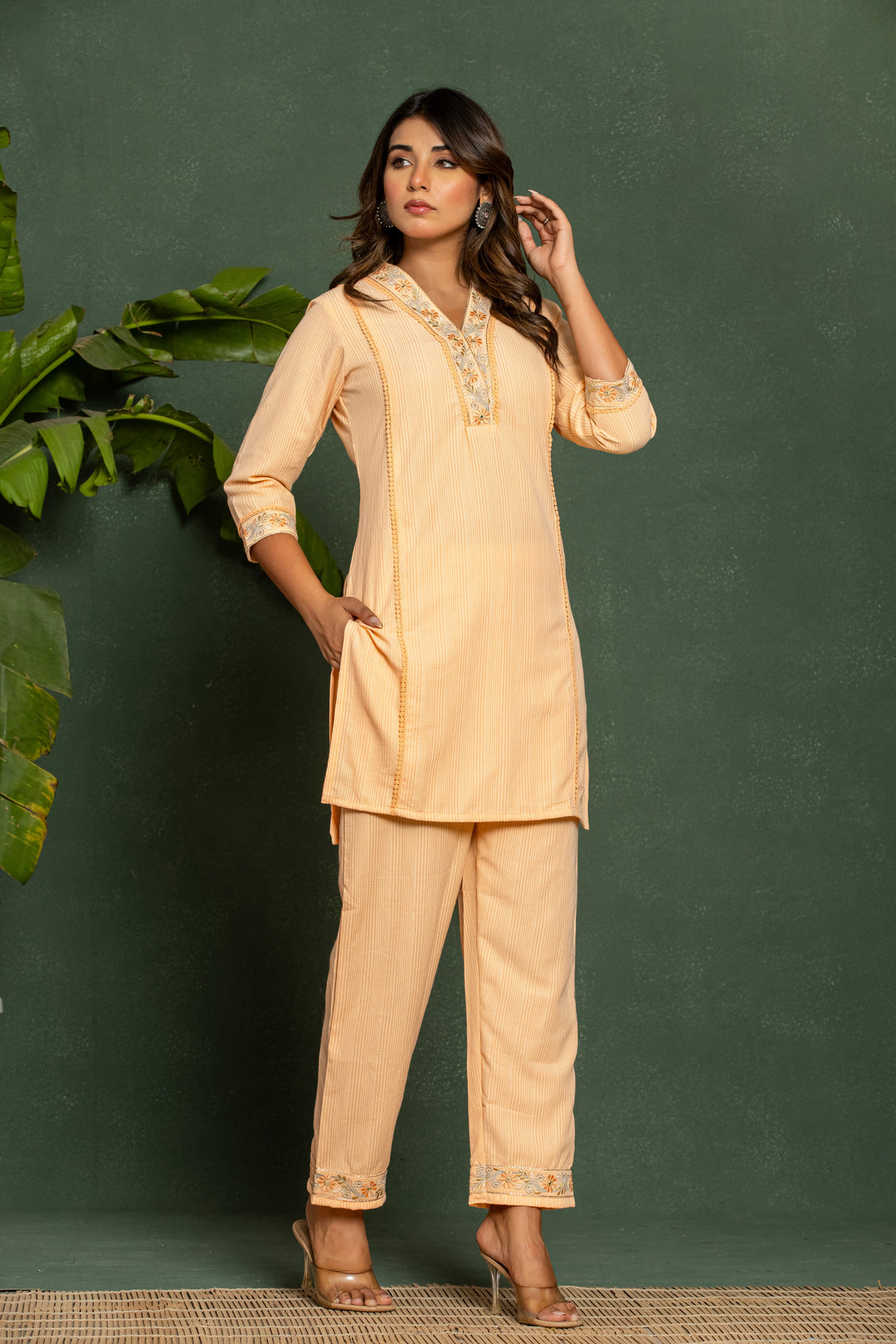ITI CORAL COTTON KURTA PANT SET