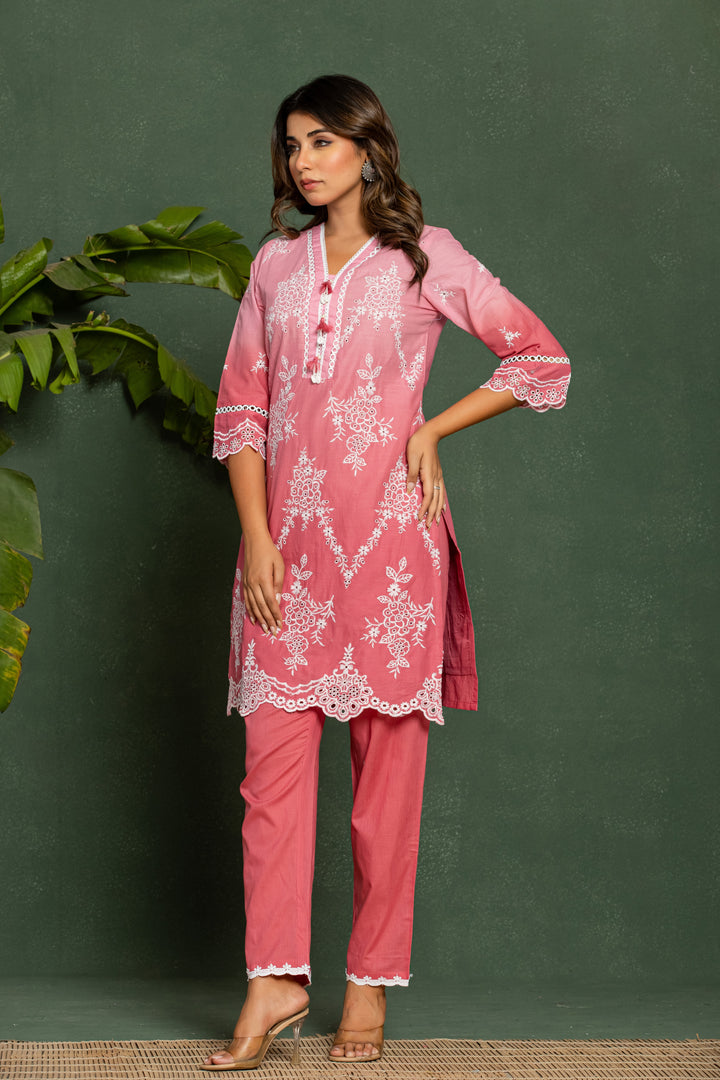 Anumeha Blush embroidered Cotton Co-ord Set