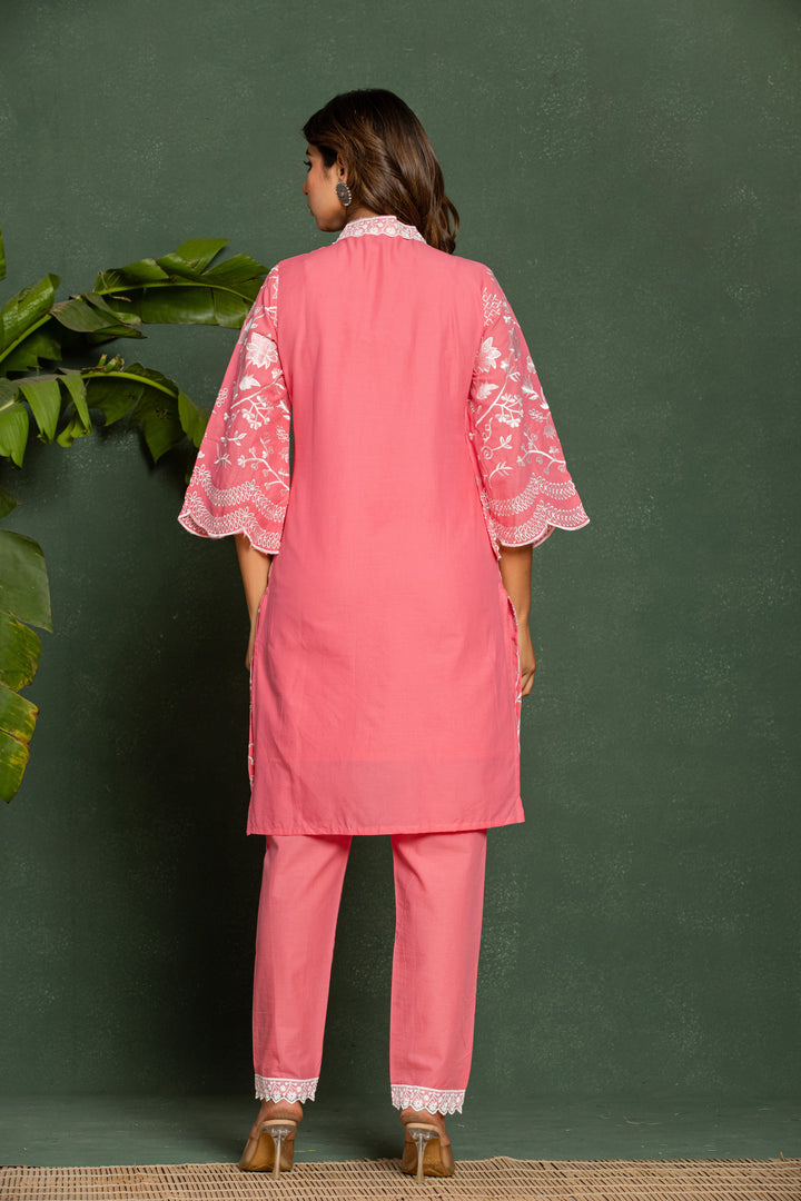 Lipika Blush Embroidered Cotton Co-ord set