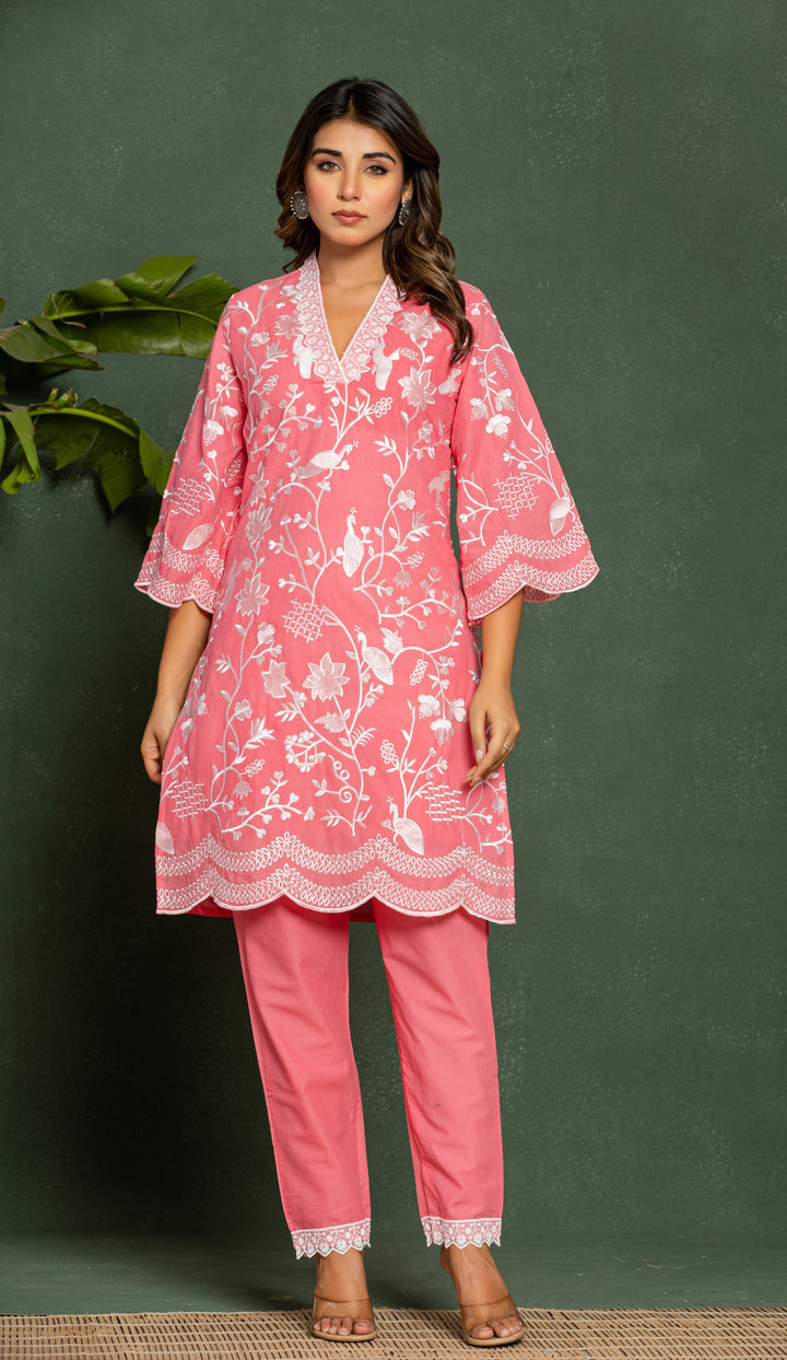 Lipika Blush Embroidered Cotton Co-ord set
