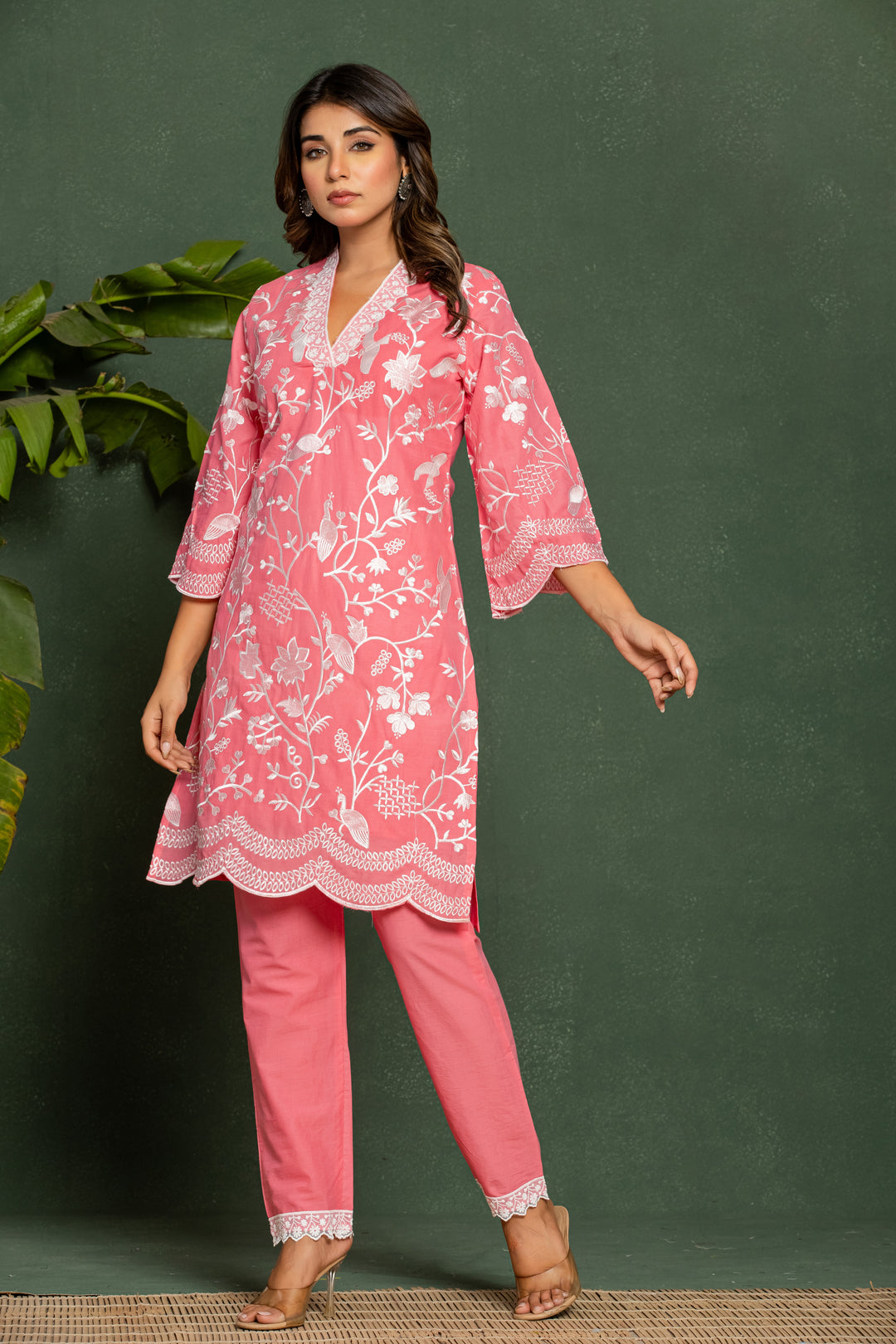 Lipika Blush Embroidered Cotton Co-ord set
