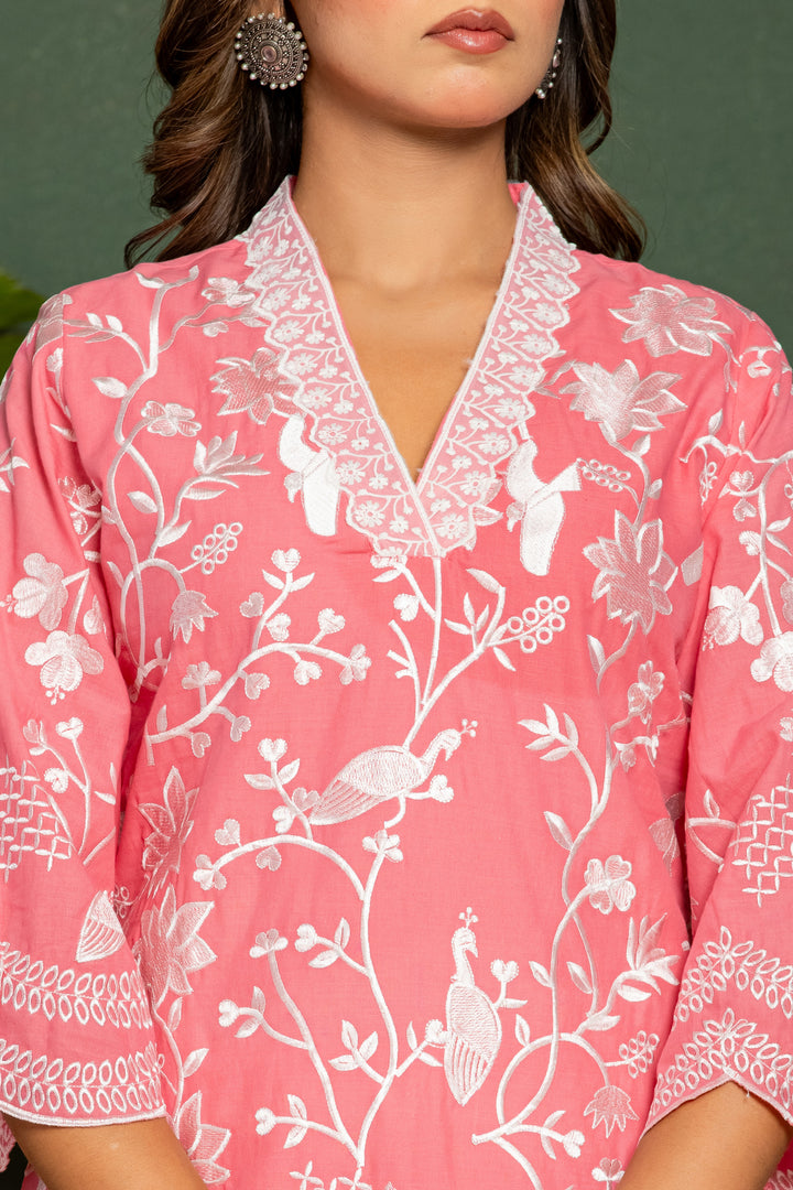 Lipika Blush Embroidered Cotton Co-ord set