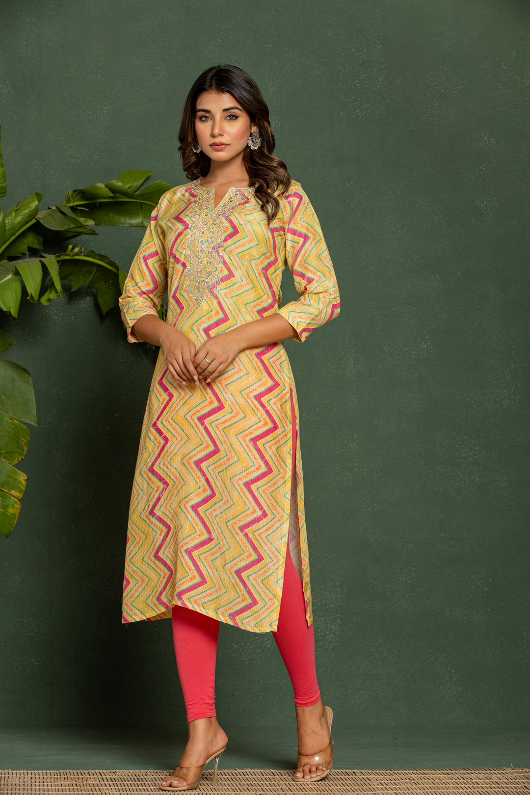 Palki Apricot Printed Work Kurta