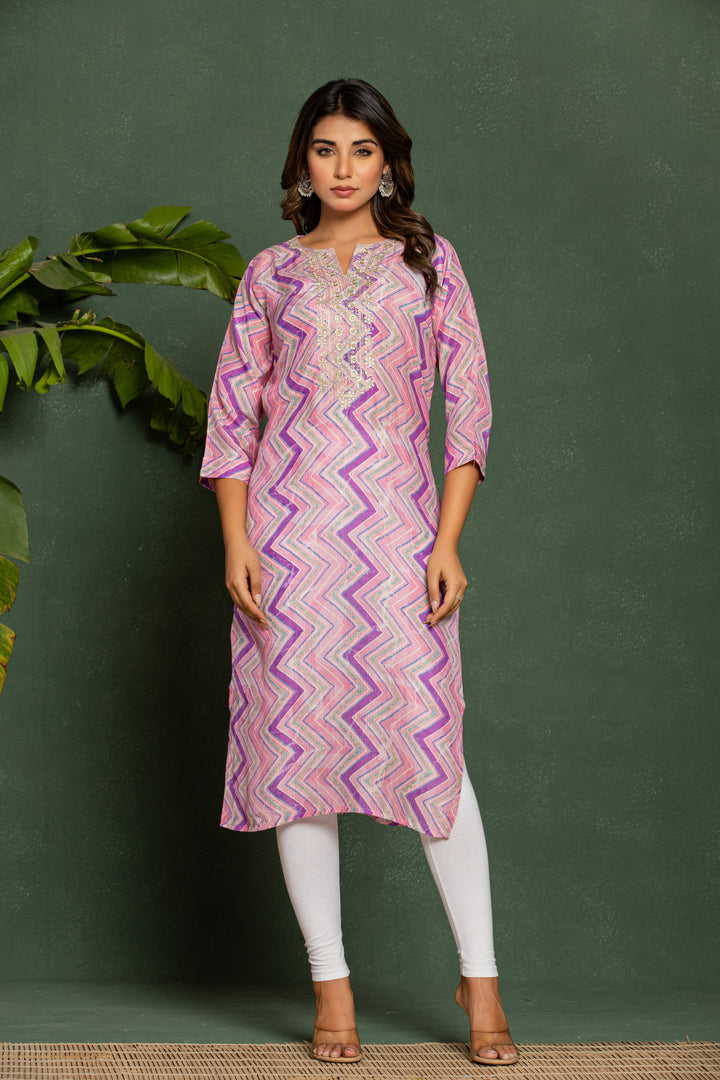 Palki Blush Printed Work Kurta