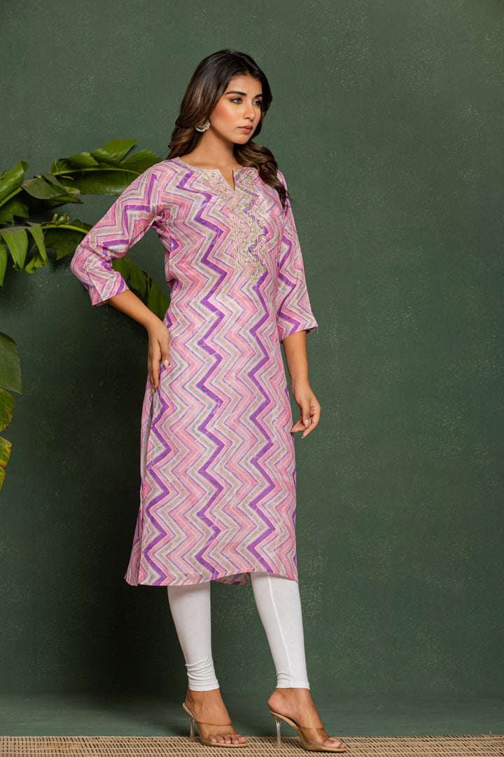 Palki Blush Printed Work Kurta