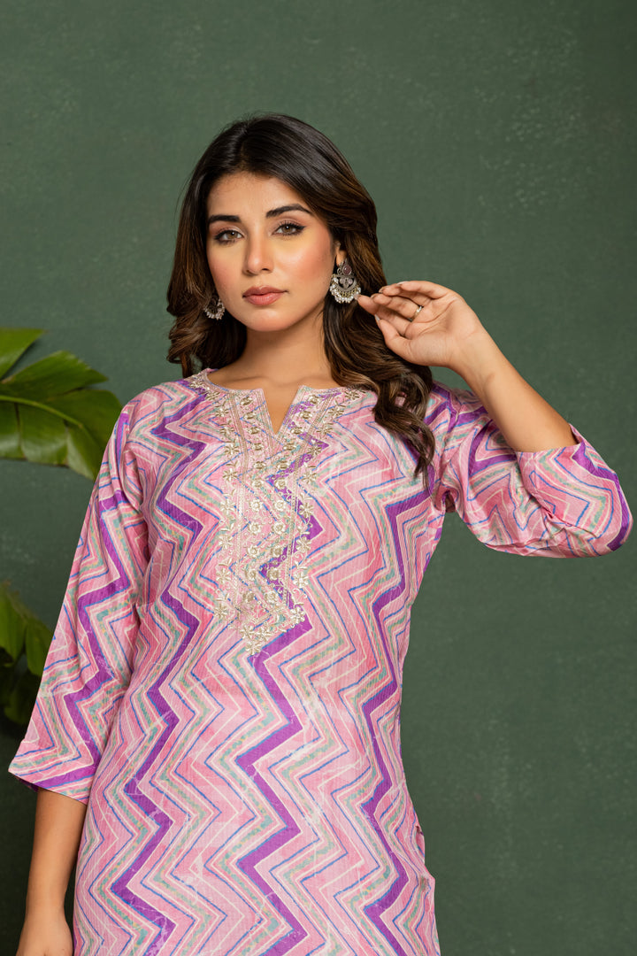 Palki Blush Printed Work Kurta