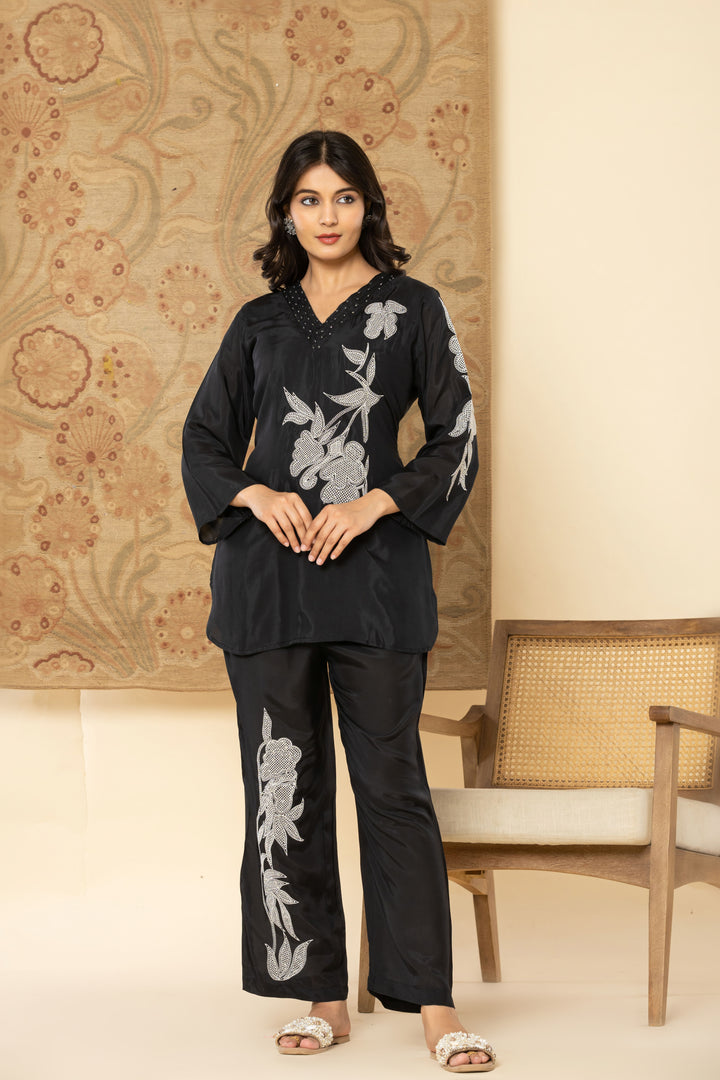 Bodhi Onyx Embroidery Muslin Co-ord Set