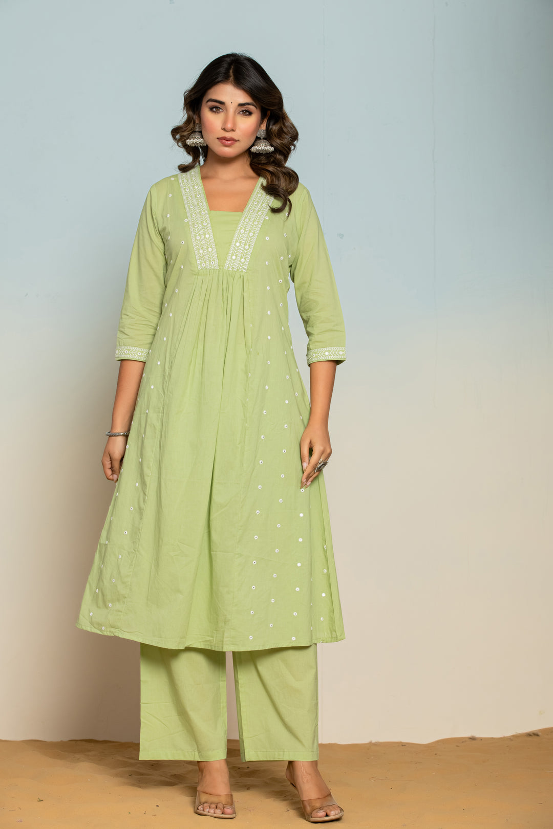 Neelam Mint Embroidered Suit Set