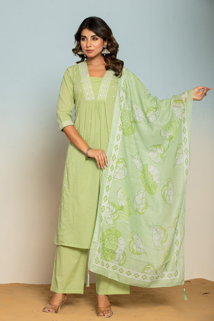 Neelam Mint Embroidered Suit Set