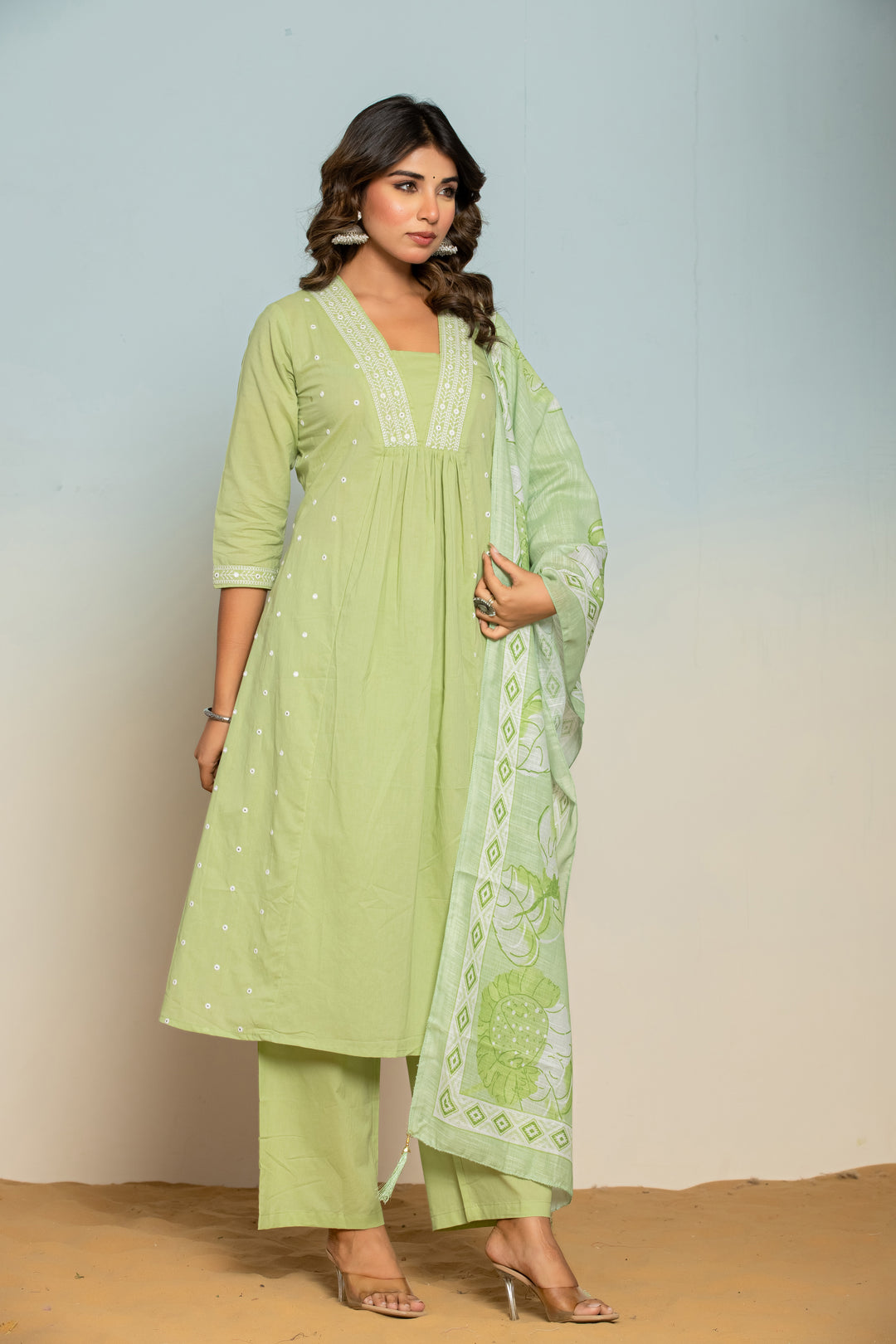 Neelam Mint Embroidered Suit Set