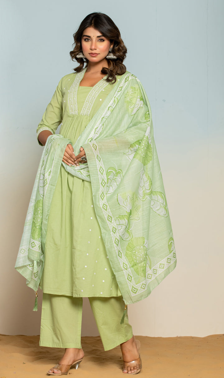 Neelam Mint Embroidered Suit Set