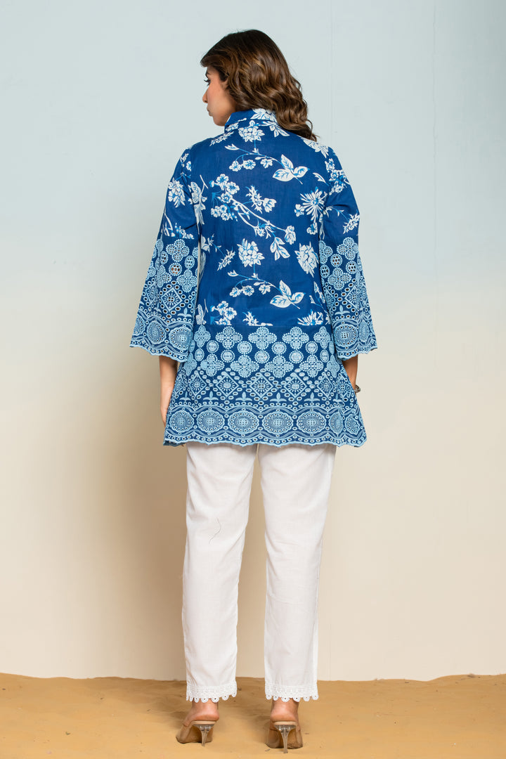 Shloka lapis Schiffli Cotton Co-ord Set