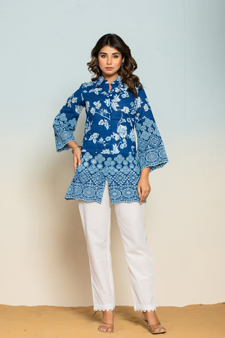 Shloka lapis Schiffli Cotton Co-ord Set