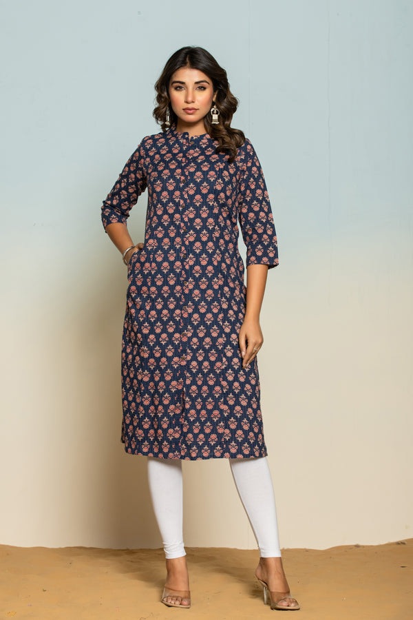 UMA AZURE PRINTED COTTON KURTI