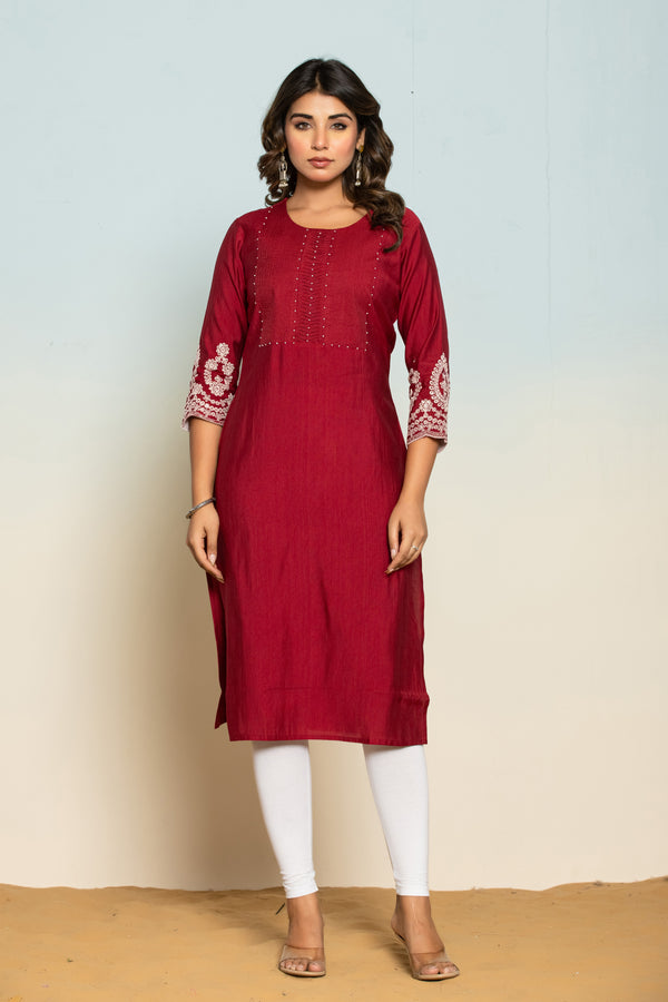 LAYLA CRIMSON EMBROIDERED KURTI