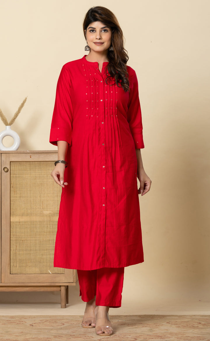 Mika Crimson Kurta Pant Set