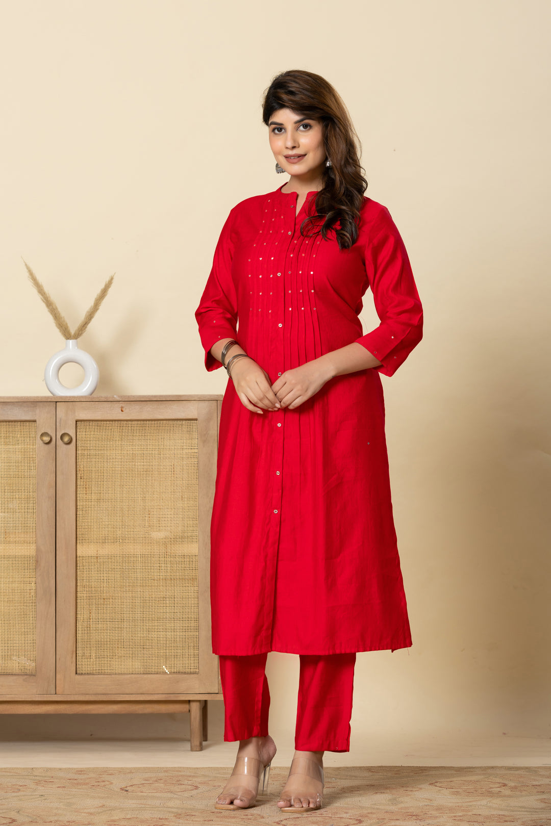 Mika Crimson Kurta Pant Set