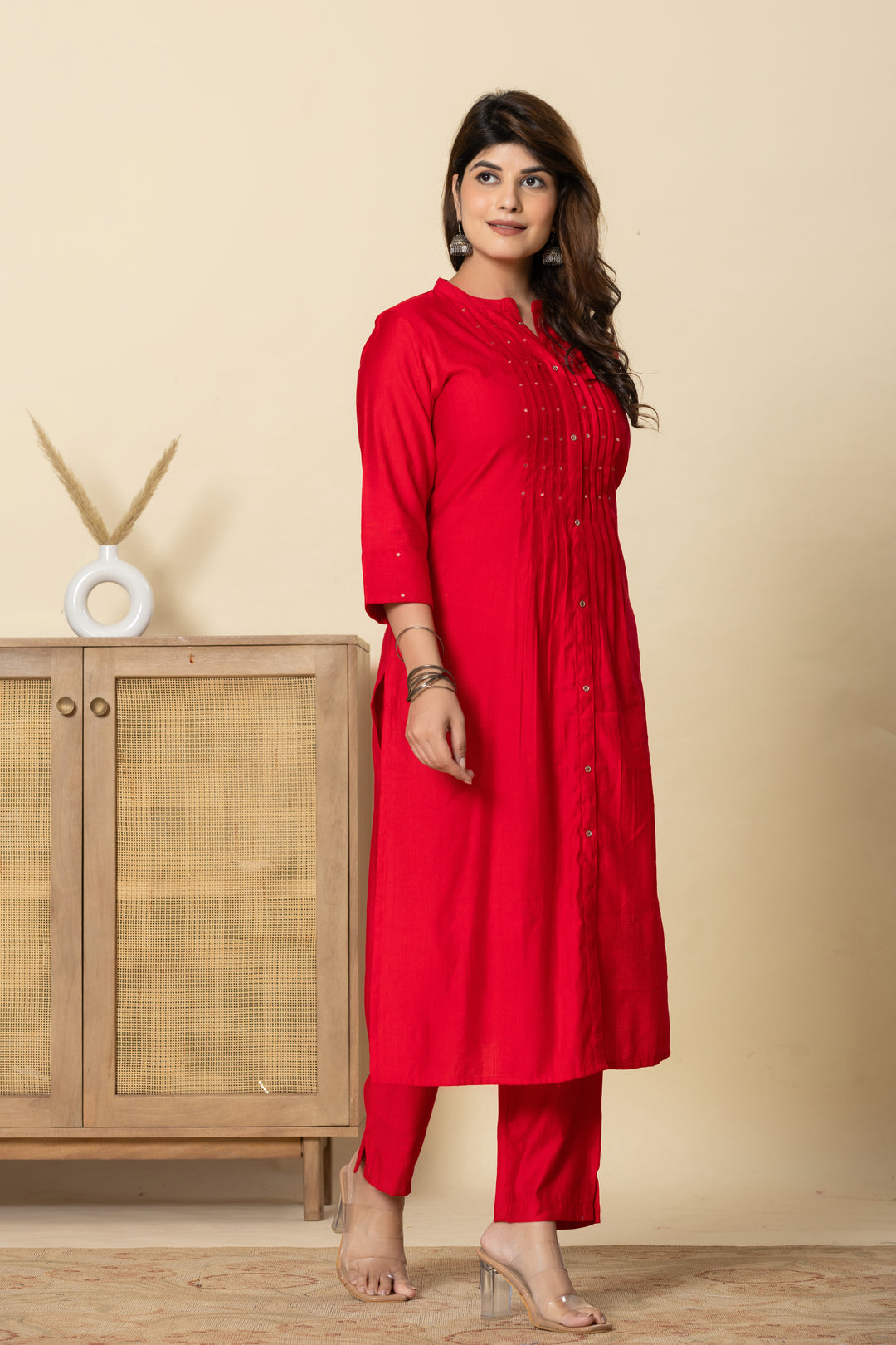 Mika Crimson Kurta Pant Set
