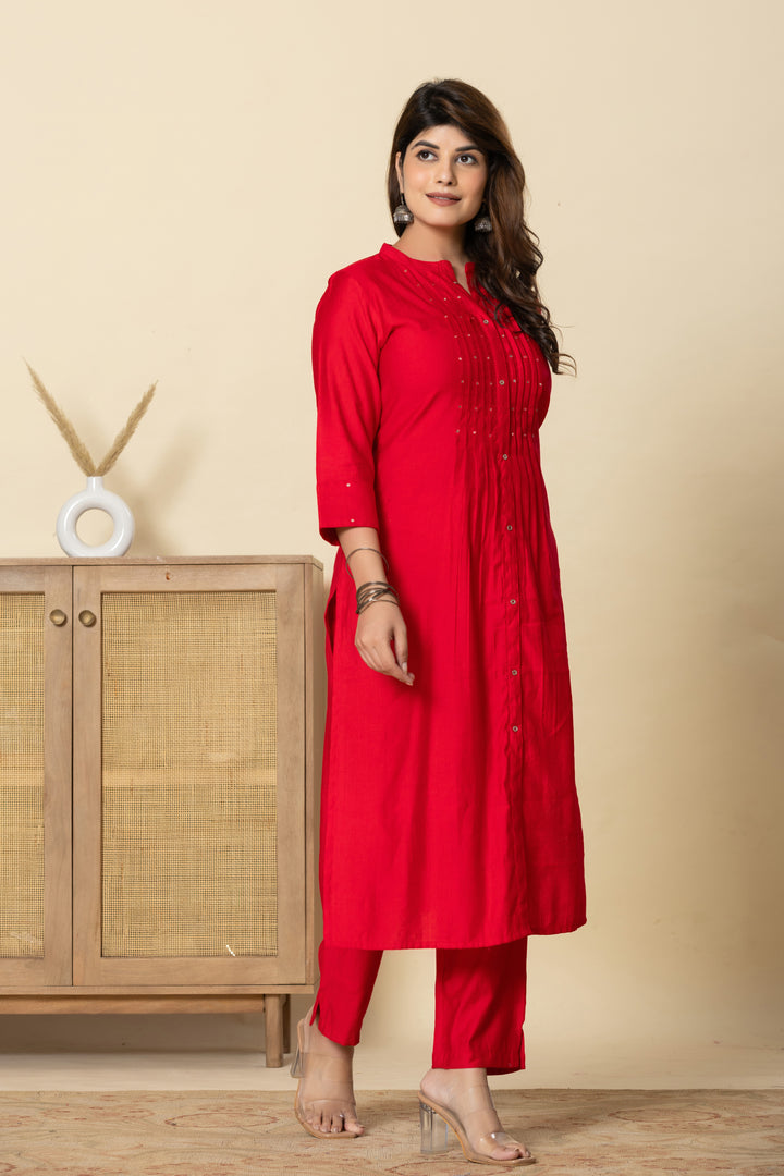 Mika Crimson Kurta Pant Set