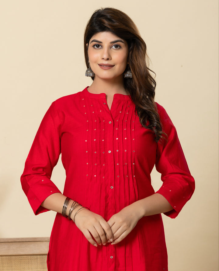 Mika Crimson Kurta Pant Set